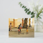 India, tempelplein briefkaart (Staand voorkant)