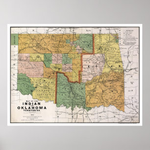 India Territory OK Map 1892 Poster