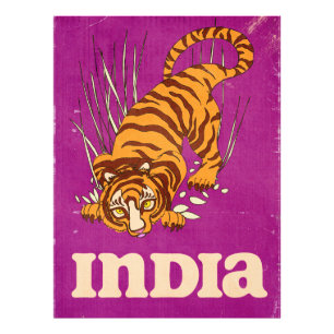 India Tijger Vintage reisposter Foto Afdruk