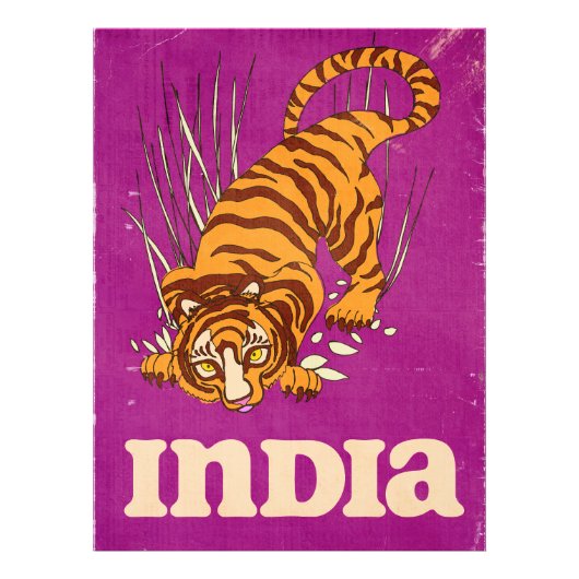 India Tijger Vintage reisposter Foto Afdruk (Voorkant)