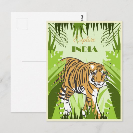  India Tijgerreizen Briefkaart (Voorkant / Achterkant)