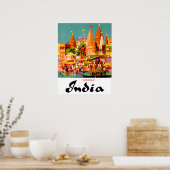 India, traditionele gebouwen in de stad Varanasi Poster (Keuken)