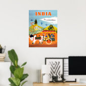India, traditionele kunst, mensen in strijdwagens, poster (Thuiskantoor)