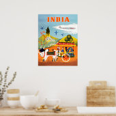 India, traditionele kunst, mensen in strijdwagens, poster (Keuken)