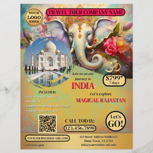 India Travel Ganesh Kleurrijke Sjabloon Flyer (Voorkant)