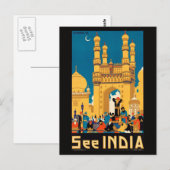 India Travel Poster briefkaart (Voorkant / Achterkant)