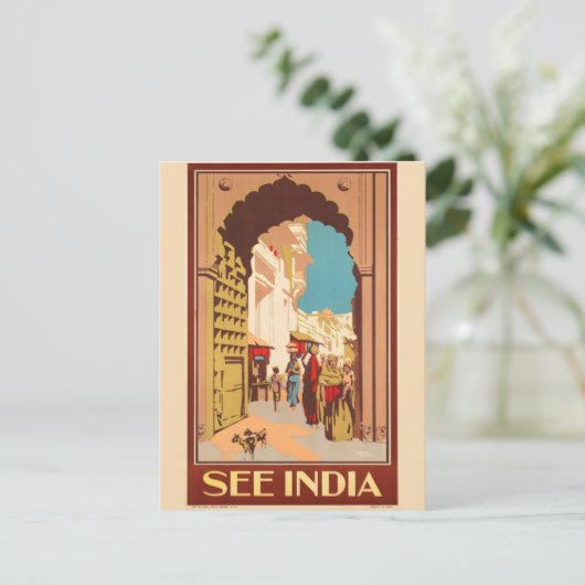 India Travel Poster briefkaart (Staand voorkant)