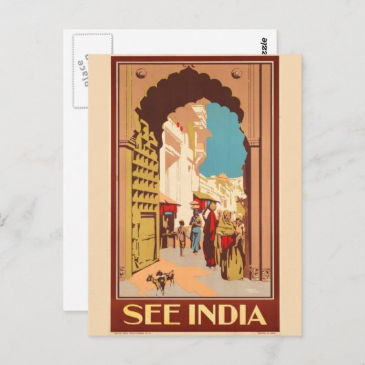 India Travel Poster briefkaart (Voorkant / Achterkant)