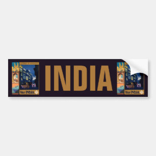 India Travel Poster collage bumpersticker