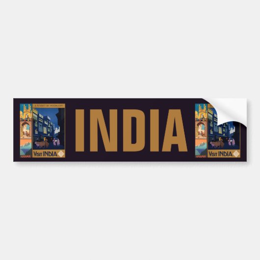 India Travel Poster collage bumpersticker (Voorkant)