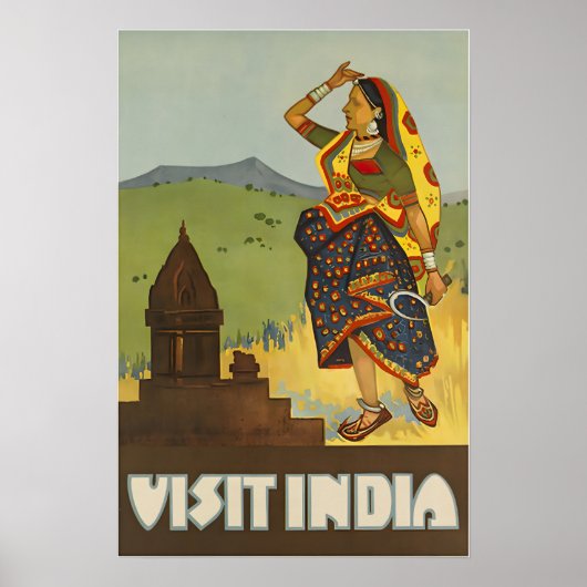 India Travel Poster Print Indian Art (Voorkant)