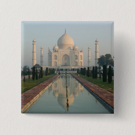 INDIA, Uttar Pradesh, Agra: Taj Mahal, Morning Vierkante Button 5,1 Cm (Voorkant)