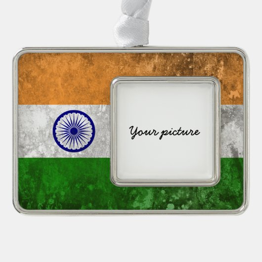 India Verzilverd Omlijst Ornament (Voorkant)