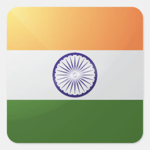 India vierkante glossy vlag sticker