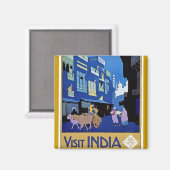 India - Vintage reizen - Bezoek India Magneet (Voorkant / Achterkant)