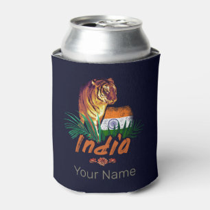 India Vintage Tijger Met Vlag Retro Lotus Souvenir Blikjeskoeler
