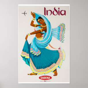 India Vintage Travel Poster teruggezet