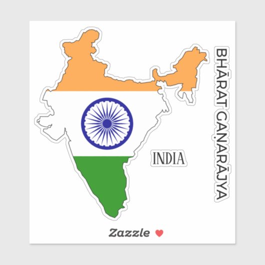 India Vlag Charmante Patriottische Kaart Sticker (Vel)