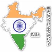 India Vlag Charmante Patriottische Kaart Sticker (Voorkant)