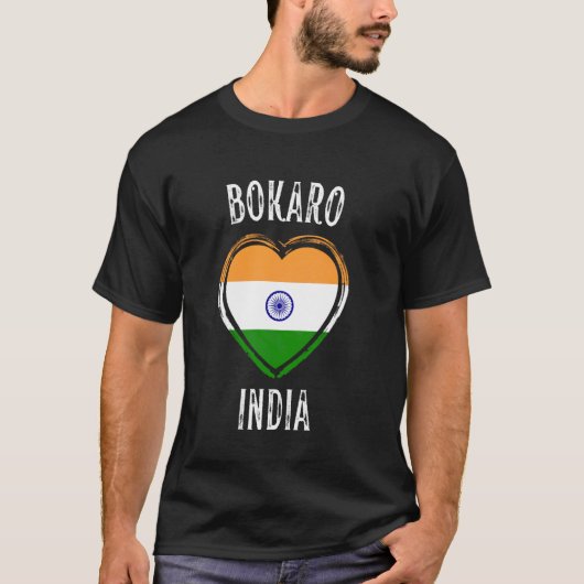 India Vlag Hart Bokaro Stad T-shirt (Voorkant)