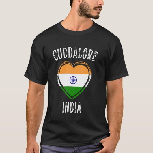India Vlag Hart Cuddalore Stad T-shirt (Voorkant)
