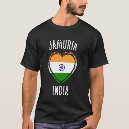 India Vlag Hart Jamuria Stad T-shirt (Voorkant)