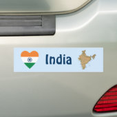 India Vlag Hart + Landkaart Bumpersticker (Op auto)