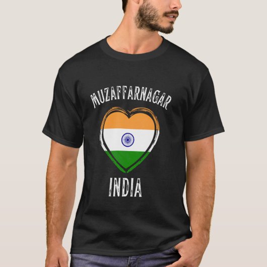 India Vlag Hart Muzaffarnagar Stad T-shirt (Voorkant)