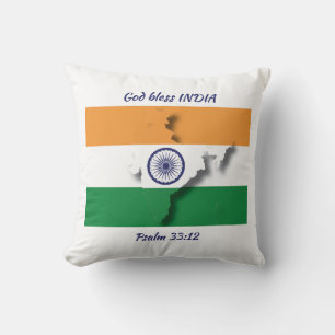 INDIA VLAG KAART Patriottische Schrift Aangepast W Kussen