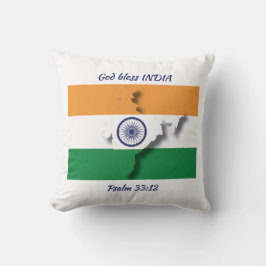 INDIA VLAG KAART Patriottische Schrift Custom WHIT Kussen