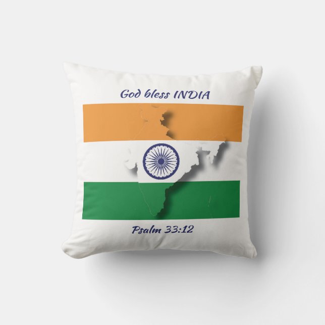 INDIA VLAG KAART Patriottische Schrift Custom WHIT Kussen (Voorkant)
