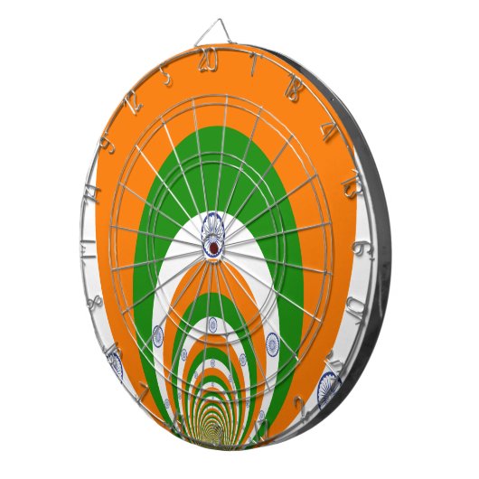 India Vlag Kaleidoscoop: Eindeloze Eenheid & Patri Dartbord (Voorkant Rechts)