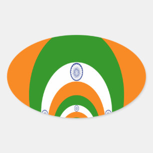 India Vlag Kaleidoscoop: Eindeloze Eenheid & Patri Ovale Sticker