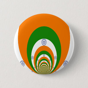 India Vlag Kaleidoscoop: Eindeloze Eenheid & Patri Ronde Button 5,7 Cm