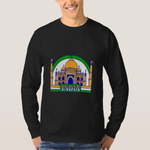 India vlag kleur de Taj Mahal T-shirt