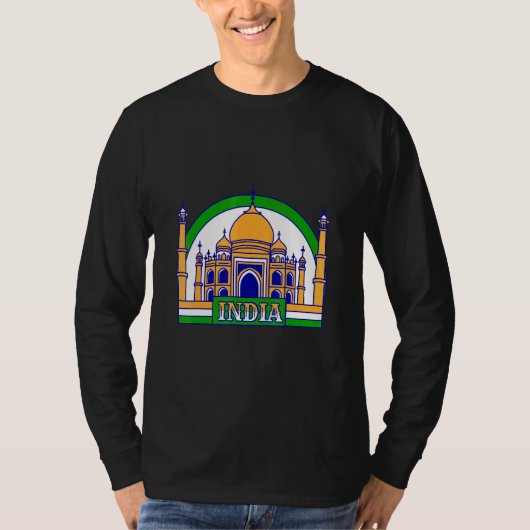 India vlag kleur de Taj Mahal T-shirt (Voorkant)
