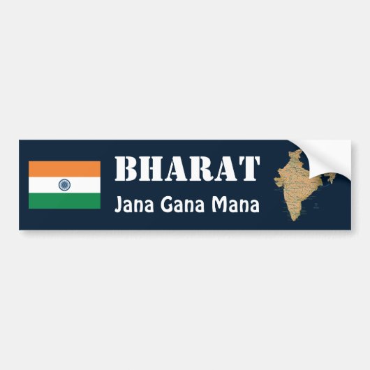 India Vlag + Landkaart Bumpersticker (Voorkant)