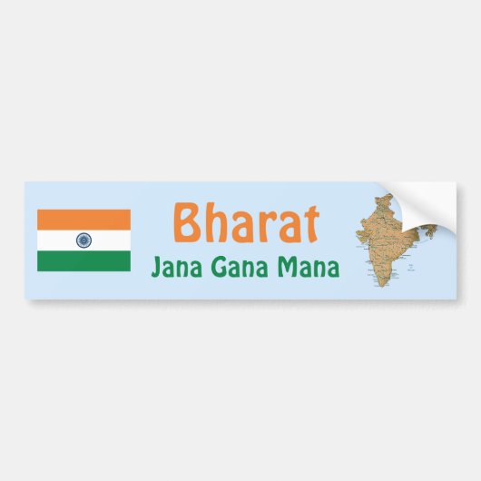 India Vlag + Landkaart Bumpersticker (Voorkant)