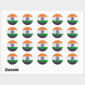 India Vlag met publiek Ronde Sticker (Vel)