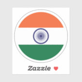 India Vlag Ronde Sticker (Vel)