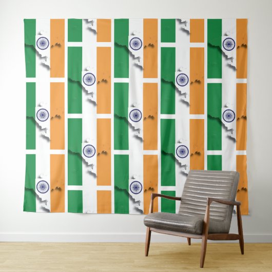 INDIA VLAG WANDKLEED (In Situ (horizontaal))