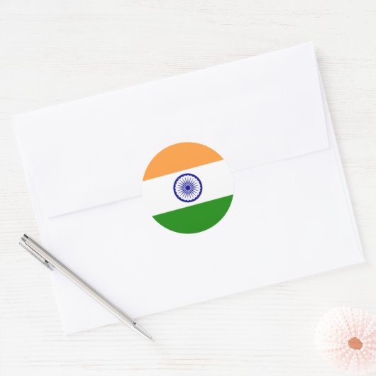 India-vlaggen Ronde Sticker (Envelop)