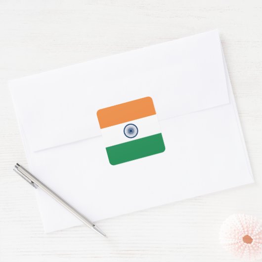 India-vlaggen Vierkante Sticker (Envelop)