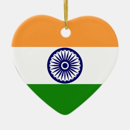 India - Vlaggenhart Keramisch Ornament (Voorkant)