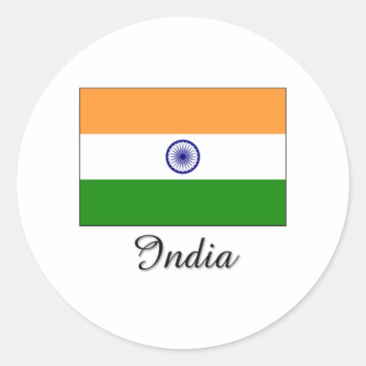 India Vlaggenontwerp Ronde Sticker (Voorkant)