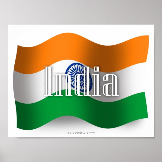 India Waving Flag Poster (Voorkant)