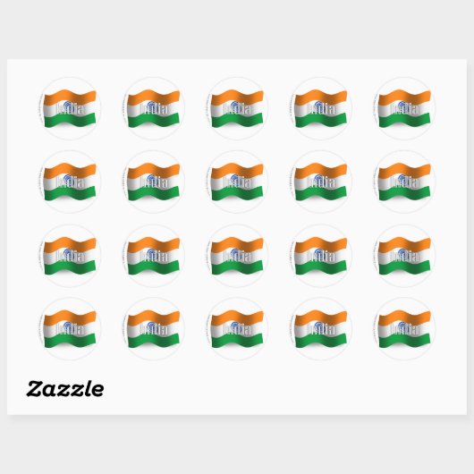 India Waving Flag Ronde Sticker (Vel)
