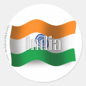 India Waving Flag Ronde Sticker (Voorkant)