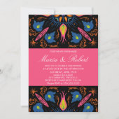 India Weddenschap Elephant Floral Black Invitat Kaart (Voorkant)