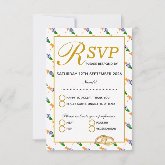 INDIA Wedding Celebration RSVP-reactiekaart RSVP Kaartje (Voorkant)